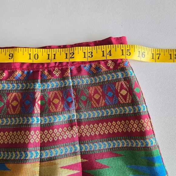 Vintage Thai Silk Skirt Size 10 M Boho Ethnic Festival Wear Bright Ikat Print - Picture 8 of 13